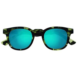 Opulize Bay Mirrored Thick Round Mens Womens Matt Green Tortoiseshell Sun Readers Reading Glasses UV400 S97-6 +1.50