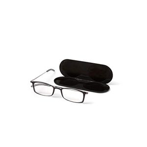 ThinOptics Brooklyn Reading Glasses 2.00 Rectangular Black Frames With Milano Magnetic Case - Thin Lightweight Compact Readers 2.00 Strength