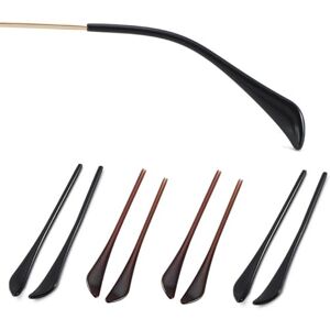 OPUGIT Sunglass Temple Tips,Replacement Ear Sock Glasses End Tips/Eye Tips Retainer for Aviator Sunglass Eye Glasses Frames/Thin Metal Eyewear Frame,4 Pairs,Black/Brown