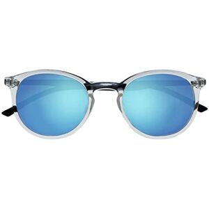 Opulize Met Large Comfortable Clear Black Arms Blue Mirrored Lens Mens Womens Sun Readers UV400 S60-C +0.00