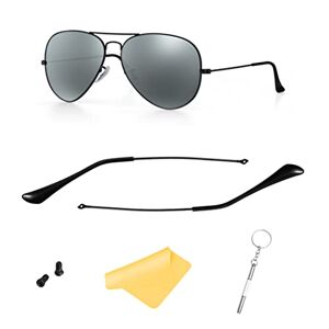 Foous Replacement Arm Temple Tips For Ray-Ban Aviator Rb3025 Sunglasses Repair Kit Parts ((Black) Temple Arms+(Black) Temple Tips)