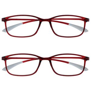 Opulize Ice 2 Pack Super Lightweight Reading Glasses Crystal Red Womens Mens Spring Hinges RR61-Z +1.50