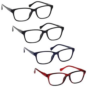 Opulize The Reading Glasses Company Black Navy Blue Red Lightweight Readers Value 4 Pack Mens Womens Spring Hinges RRRR27-113Z +1.75