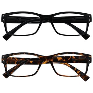 The Reading Glasses Company 2 Pack Mens Black Brown Tortoiseshell Large Designer Style Readers Spring Hinges RR11-12 +3.00