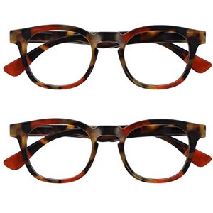 Opulize Ava 2 Pack Womens Ladies Brown Tortoiseshell Red Super Comfort Fit Reading Glasses Spring Hinges RR62-Z +2.50