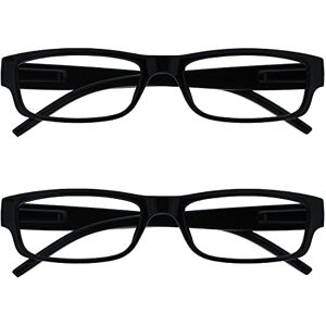 Opulize The Reading Glasses Company Black Lightweight Comfortable Readers Value 2 Pack Mens Womens RR32-1 +2.50