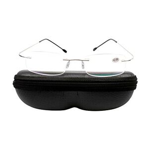 SOOLALA Unisex Titanium Rimless Reading Glasses Frameless Stainless Steel Readers with Case, Silver, 1.5