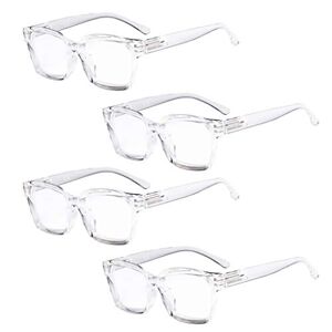 Eyekepper Eyekeeper 4 Pack Ladies Reading Glasses - Oversized Square Design Readers for Women,Transparent +3.00