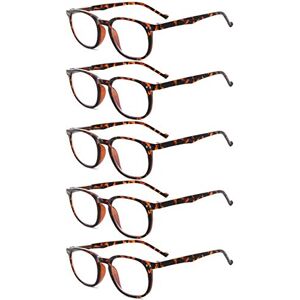 Reading Glasses by Eyekepper: 5-Pack Spring Hinges 80's Classic Reading Glasses Tortoise +2.0