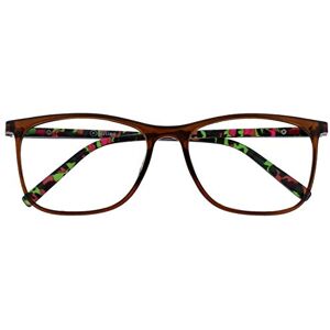 Opulize Arc Large Reading Glasses Brown Patterned Arms Mens Womens Spring Hinges R66-2 +1.00