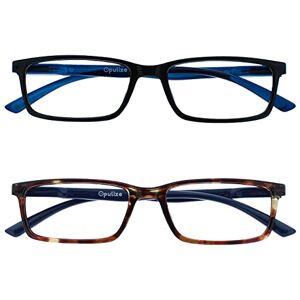 Opulize See 2 Pack Blue Light Blocking Reading Glasses Black Brown Computer Gaming Anti Glare Mens Womens BB9-12 +2.00
