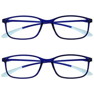 Opulize Ice 2 Pack Super Lightweight Reading Glasses Crystal Blue Womens Mens Spring Hinges RR61-3 +3.00