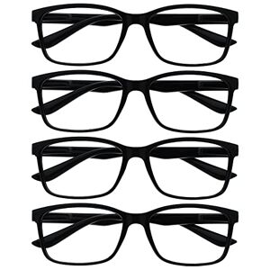 Opulize The Reading Glasses Company Black Readers Value 4 Pack Large Designer Style Mens Spring Hinges RRRR83-1 +1.50