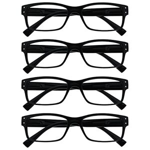 The Reading Glasses Company 4 Pack Mens Black Large Designer Style Readers Spring Hinges RRRR11-1 +1.50