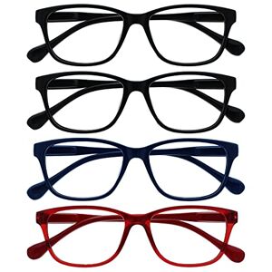 Opulize The Reading Glasses Company Black Navy Blue Red Lightweight Readers Value 4 Pack Mens Womens Spring Hinges RRRR27-113Z +2.00