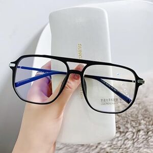 LTSRLL Oversized Square Aviator Reading Glasses, Sturdy Blue Light Blocking Readers, Anti Glare Computer Presbyopic Eyewear (Color : Black-silver, Size : +250)