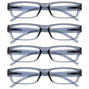The Reading Glasses Company Grey Lightweight Comfortable Readers Value 4 Pack Designer Style Mens Womens UVR4PK032GR +1.00
