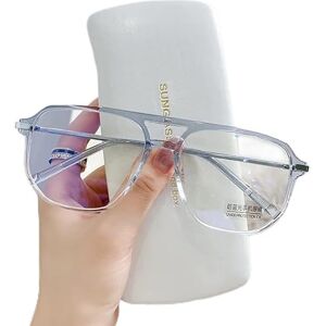 LTSRLL Oversized Square Aviator Reading Glasses, Sturdy Blue Light Blocking Readers, Anti Glare Computer Presbyopic Eyewear (Color : Blue, Size : +0.00)