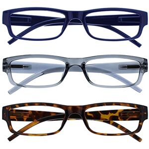 The Reading Glasses Company Blue Grey Brown Lightweight Comfortable Readers Value 3 Pack Mens Womens RRR32-372 +1.00