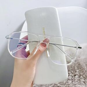 LTSRLL Oversized Square Aviator Reading Glasses, Sturdy Blue Light Blocking Readers, Anti Glare Computer Presbyopic Eyewear (Color : Clear-silver, Size : +250)