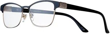 Foster Grant Women's Modera by Foster Grant Attina Crystal Accent Semi-Rimless Cat-Eye Reading Glasses, Size: +2.5, Multicolor