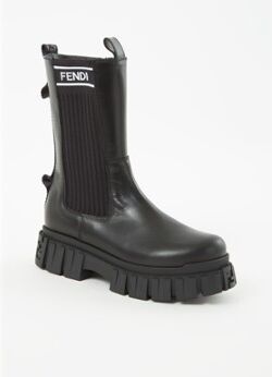 Fendi Bikerboot aus Kalbsleder mit Logo Schwarz 35