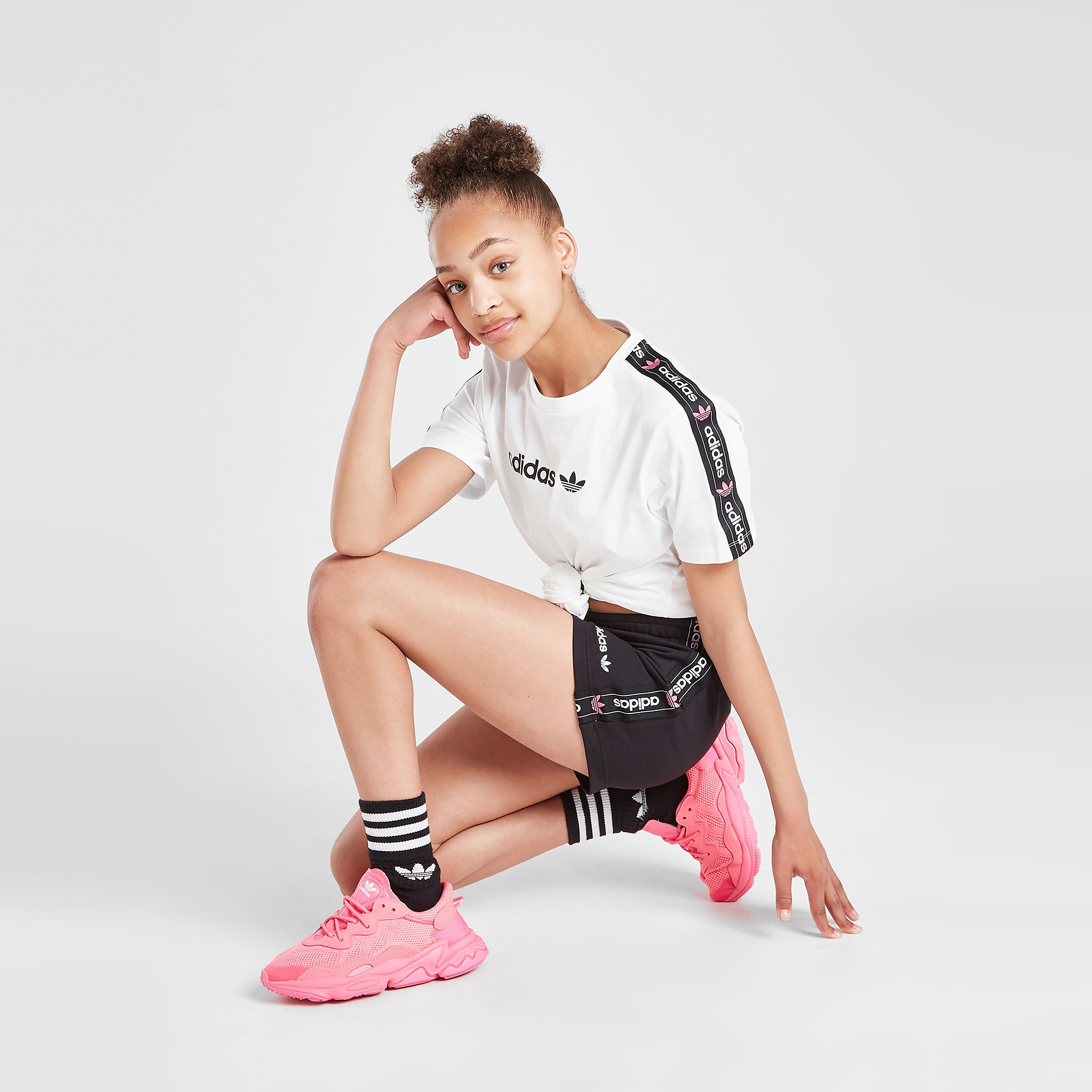 adidas Originals Girls' Tape Fleece Shorts Junior - Black - Kids  size: 9-10Y