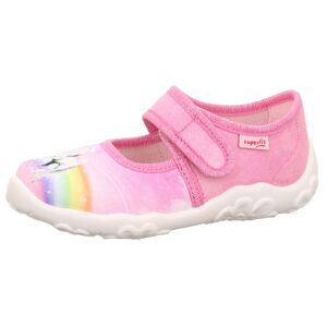 Superfit Hausschuh »BONNY WMS: Mittel«, Ballerina, Klettschuh, Kindergarten... rosa-Regenbogen-Print Größe 32