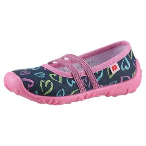 ELEFANTEN Hausschuh »Posy«, Klettschuh, Kindergarten Schuh, Ballerina mit... navy multi Herzchen Größe 30