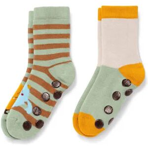 Tchibo - 2 Paar Antirutsch-Socken - Braun/Gestreift -Kinder - Gr.: 35-38 Baumwolle 1x 35-38 unisex