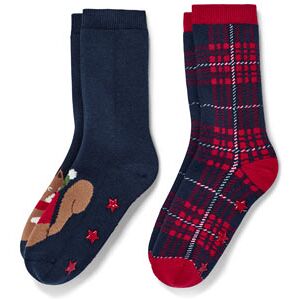 Tchibo - 2 Paar Kleinkind-Antirutsch-Socken - Dunkelblau/Kariert -Kinder - Gr.: 19-22 Baumwolle 1 19-22 unisex