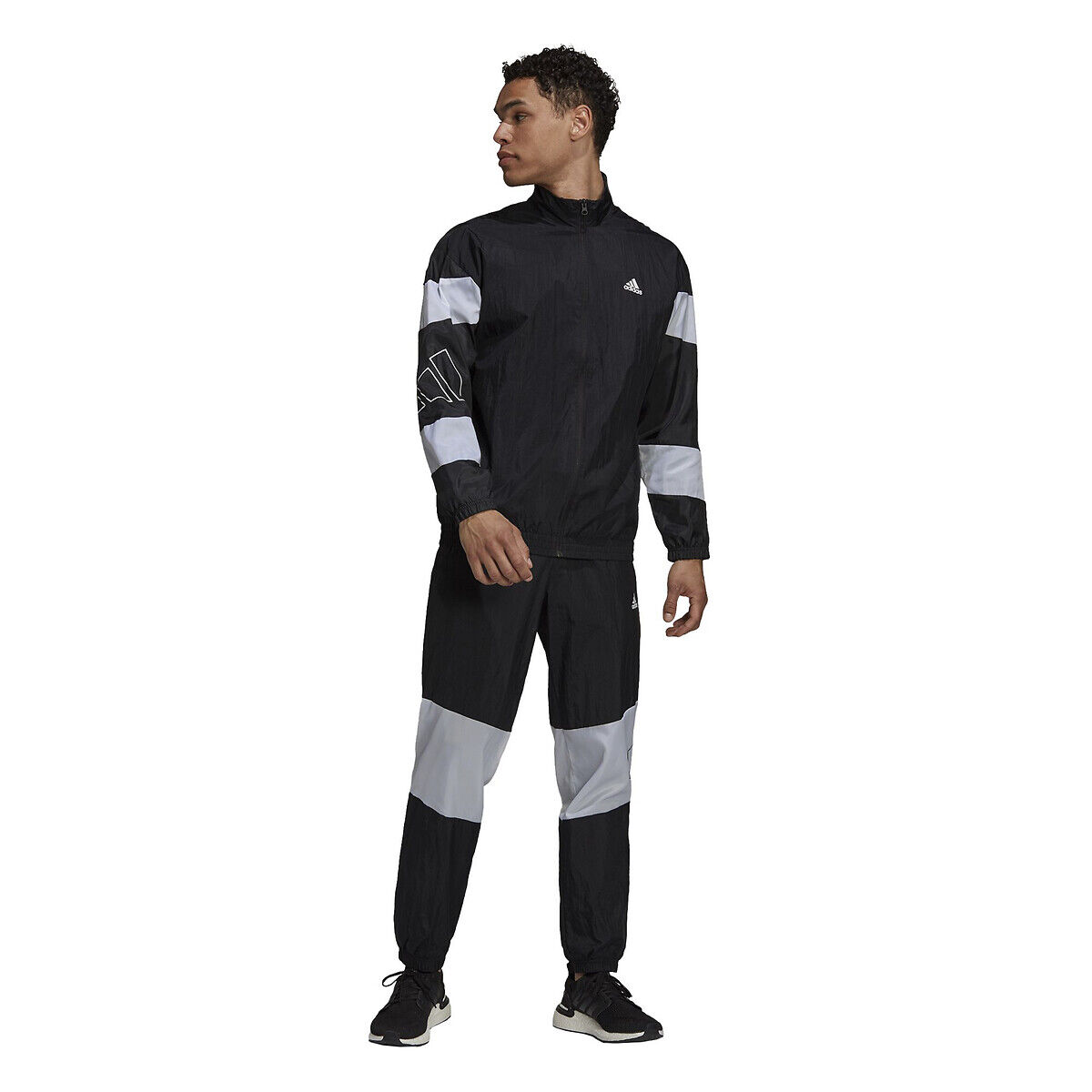 Adidas Trainingsanzug, Jacke mit Reissverschluss und hohem Kragen SCHWARZ
