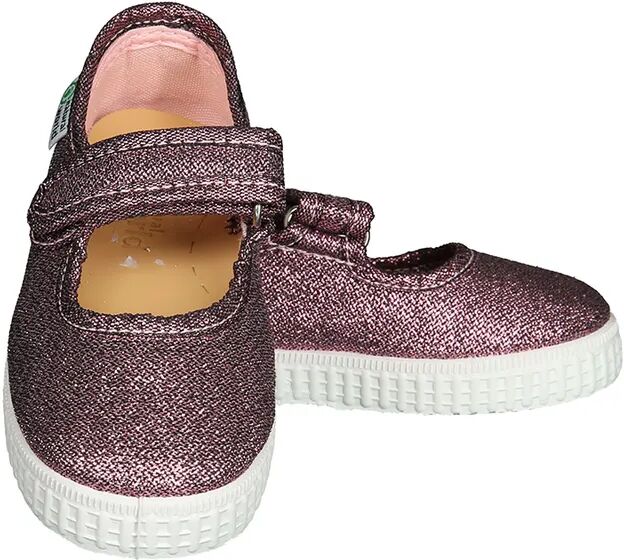 Natural World Ballerinas GLITTER GIRL mit Klett in metallic rosa/schwarz