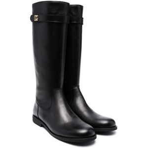 Dolce & Gabbana Kids TEEN Stiefel mit Logo-Schild - Schwarz 24/25/26/27/28/29/31/32/33/34/35/36/37/30 Unisex