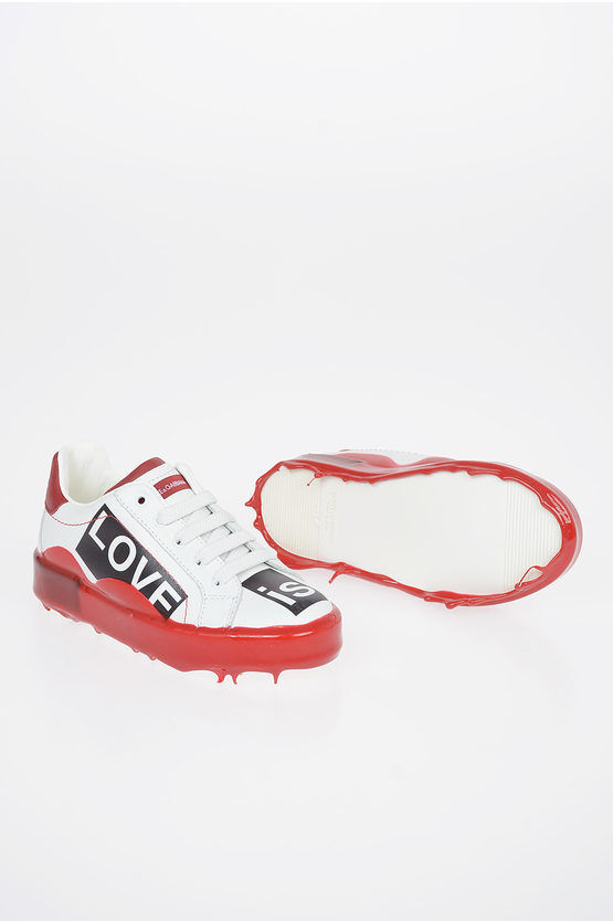 Dolce & Gabbana Kids Leather FLOWERS MIX Sneakers Größe 32