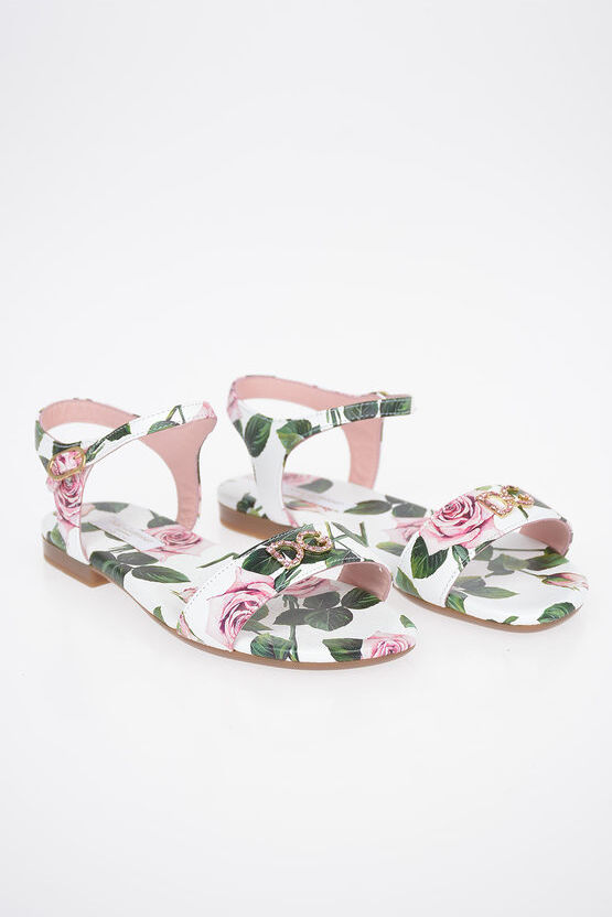 Dolce & Gabbana Kids Roses-Print TROPICAL ROSE Ankle Strap Sandals Größe 32