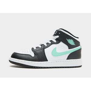 Jordan Air 1 Mid Junior, White/Black/Green Glow