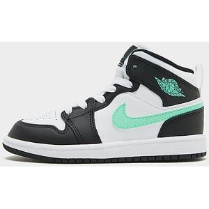 Jordan Air 1 Mid Børn, White/Black/Green Glow