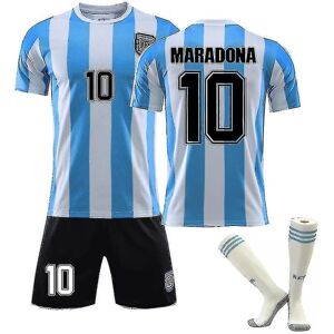 Maradona Trøje No. 10 Argentina Retro King Fodboldtrøje Sæt 1920 Maradona 10 Børn Voksne Børn Nyeste 1986 Maradona 10 Kids 28(150-160CM)