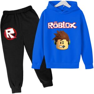 Drenge Piger Minecraft Roblox Hættetrøjer Træningsdragter Toppe+sweatbukser Royal blue 150cm