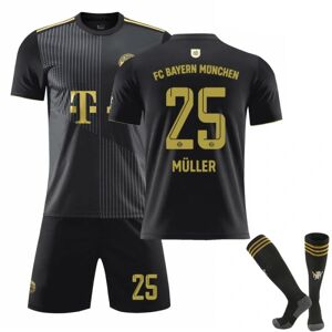 JIUSAIRUI Børn / Voksen 21 22 Bayern Away sort trøje fodboldsæt MULLER-25 s#