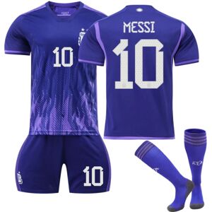 22-23 Argentinas landshold Messi No.10 trøje T-shirt sæt til børn 24（140-145cm)