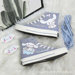 Kawaii Cinnamoroll Sanrioed Sko Tegneserie søde lærredssko High Top Canvas Sko Piger Fødselsdagsgave - Perfet 35 A