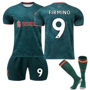 Ny sæson 22-23 Liverpool Away Børn Voksne Fodboldtrøjesæt - Perfet FIRMINO 9 Kids 28(150-160CM)
