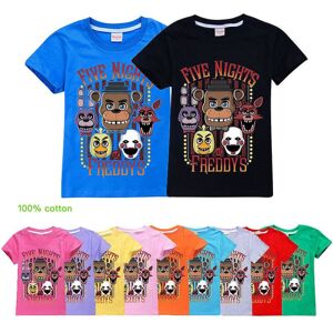 HKWWW Drenge Piger Kortærmet T-shirt Five Nights At Freddy's Børne T-shirt i bomuld[HK] rose red 5-6Years