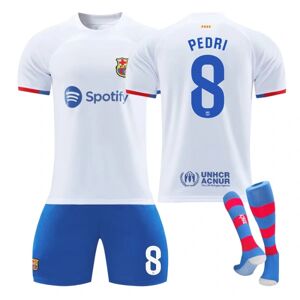 23-24 Barcelona ude hvid nr. 9 Lewandowski trøje nr. 8 Pedri 21 De Jong 6 Garvey fodbolddragt NO.8 PEDRI 28
