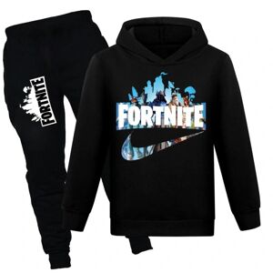 fortnite fortnite nyt børnetøj trendy drenge og piger sweatshirt + casual langbukser jakkesæt black 150cm