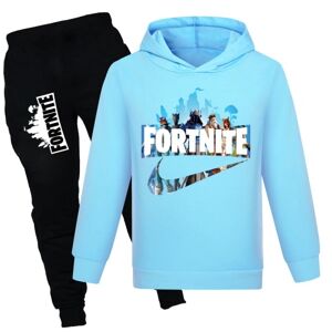 fortnite fortnite nyt børnetøj trendy drenge og piger sweatshirt + casual langbukser jakkesæt light blue 150cm