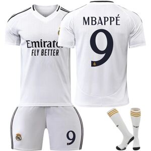 Goodies 24-25 Real Madrid Mbappe 9 hjemmefodbolddragter Ny sæsons seneste fodboldsæt til voksne og børn Fodbold Kids 28(150-155cm)