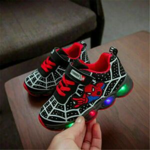 Spiderman LED Trainers Sko Blinkende Light Up Sneakers Børn Z X Black EU26